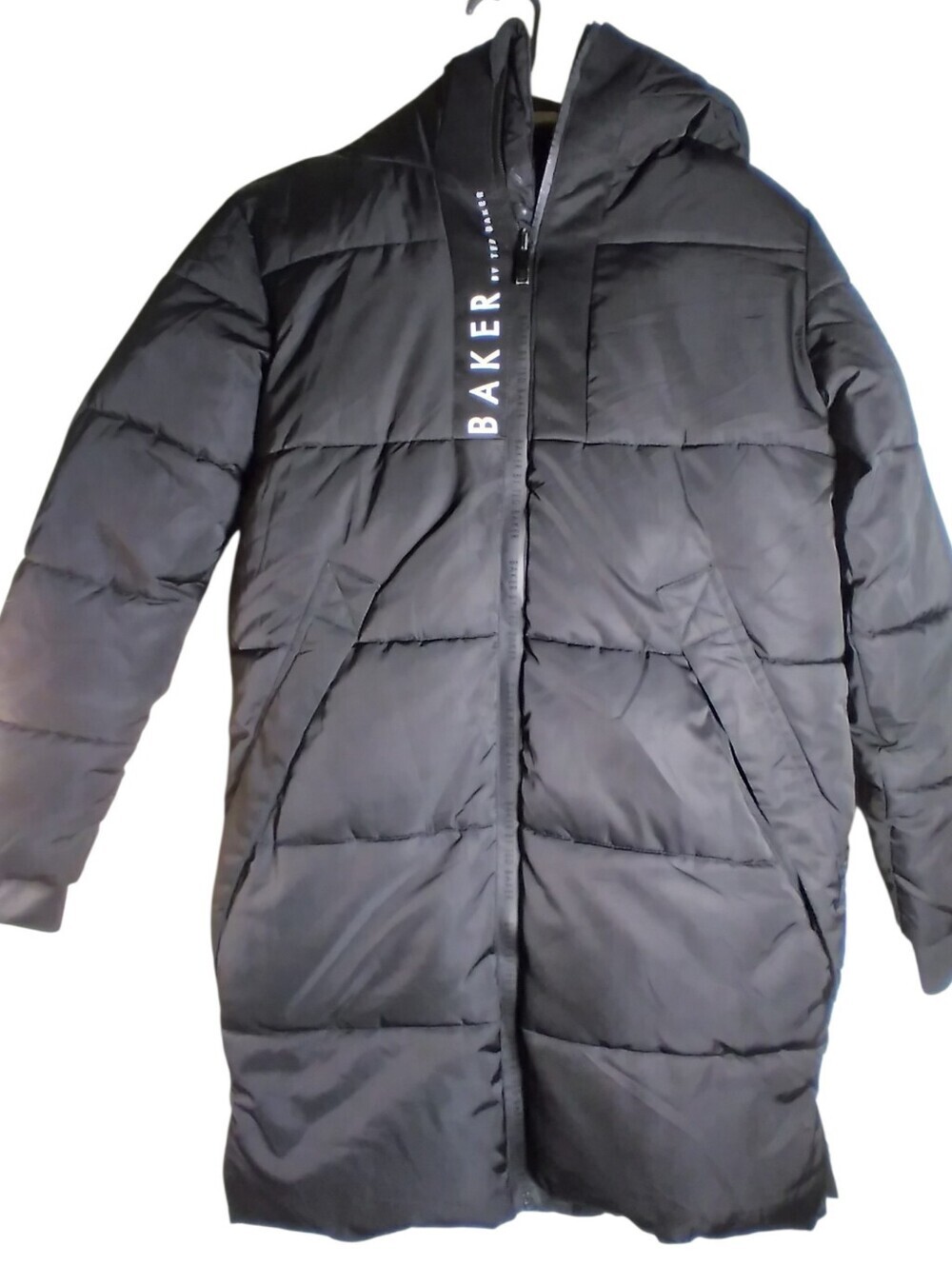 Ted Baker Black Childs Puffer Coat Long With Hood Warm Winter Pockets